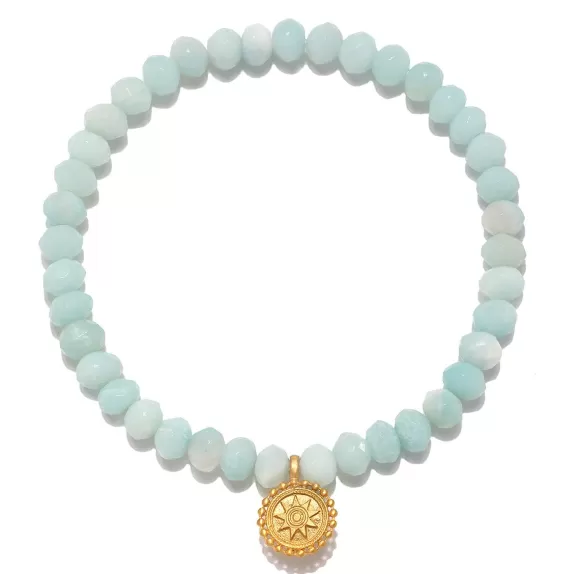 Satya Jewelry Armband Coming Home Amazonite Mandala, Vergoldet