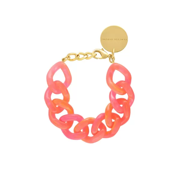 Vanessa Baroni Armband Flat Chain, Campari Orange, Vergoldet