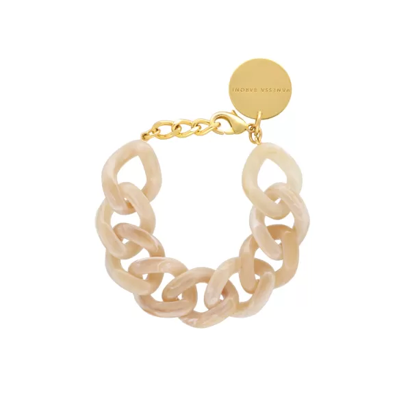 Vanessa Baroni Armband Flat Chain, Honey Marble, Vergoldet