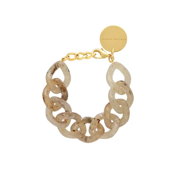 Vanessa Baroni Armband Flat Chain, Light Bernstein, Vergoldet