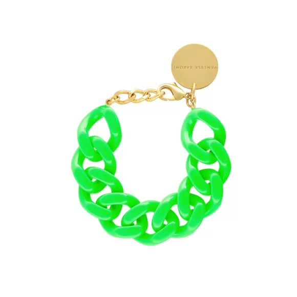 Vanessa Baroni Armband Flat Chain, Neon Green, Vergoldet