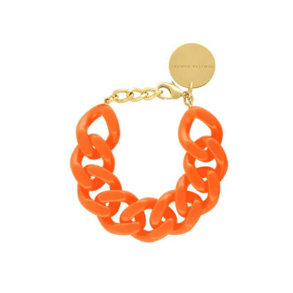 Vanessa Baroni Armband Flat Chain, Neon Orange, Vergoldet