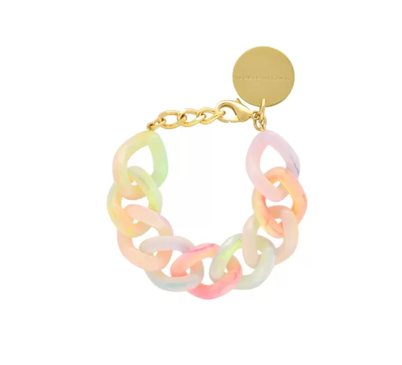 Vanessa Baroni Armband Flat Chain, Neon Rainbow, Vergoldet