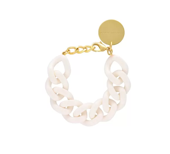 Vanessa Baroni Armband Flat Chain, Off-White, Vergoldet