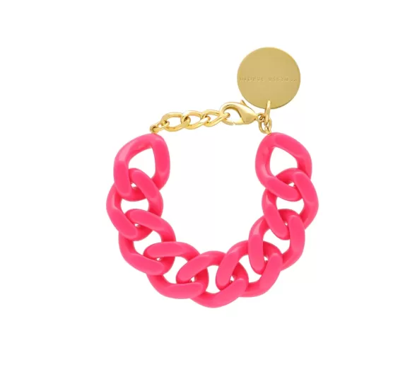 Vanessa Baroni Armband Flat Chain, Pink, Vergoldet