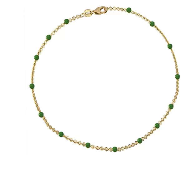 Jeberg Jewellery Armband Ivy Beaded Green, Vergoldet