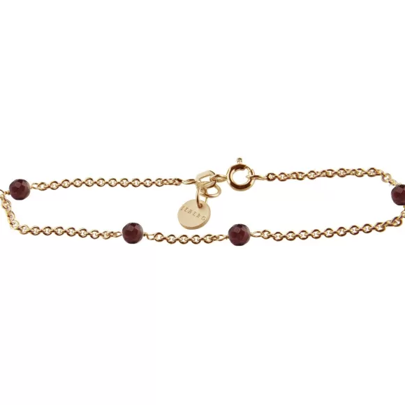 Jeberg Jewellery Armband Love Eye - Red Garnet, Vergoldet