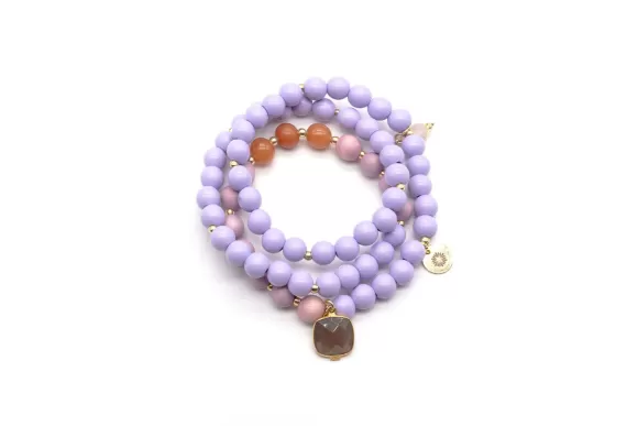 Schmückstück Armband Mala Triple Bloom, Vergoldet