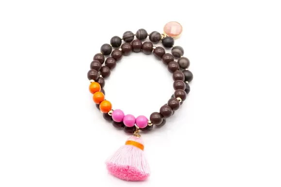 Schmückstück Armband Mala Twin Cocoa, Vergoldet