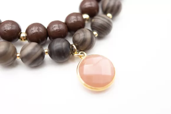 Schmückstück Armband Mala Twin Cocoa, Vergoldet