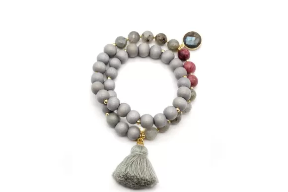 Schmückstück Armband Mala Twin Gloomy Grey, Vergoldet