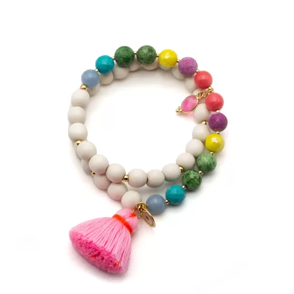 Schmückstück Armband Mala Twin Jelly Bean, Vergoldet