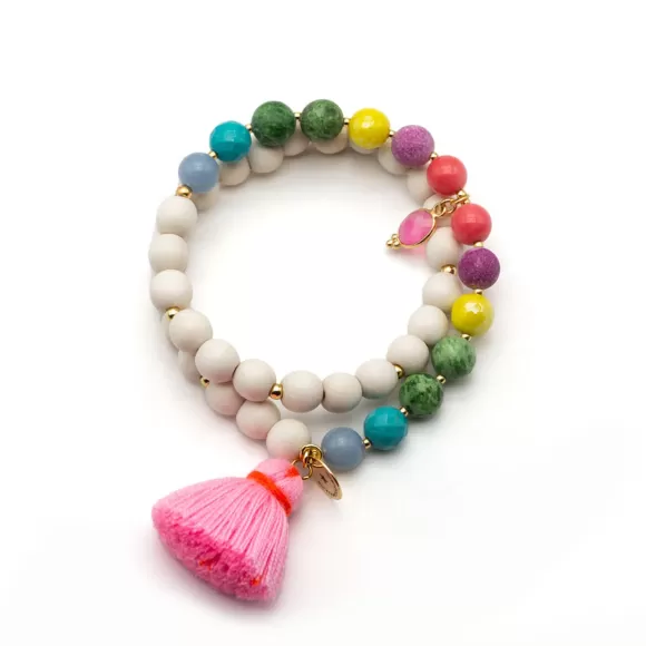 Schmückstück Armband Mala Twin Jelly Bean, Vergoldet