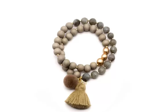 Schmückstück Armband Mala Twin Salvia, Vergoldet