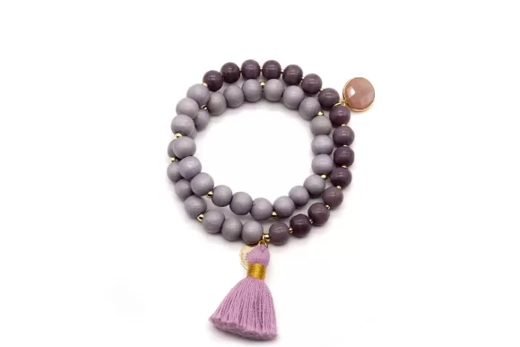 Schmückstück Armband Mala Twin Wilde Mauve, Vergoldet