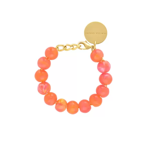 Vanessa Baroni Armband Mini Beads, Campari Orange, Vergoldet