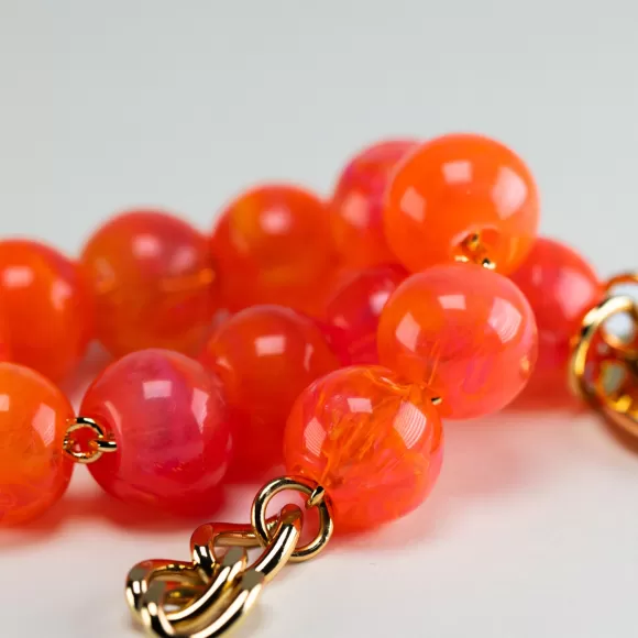 Vanessa Baroni Armband Mini Beads, Campari Orange, Vergoldet