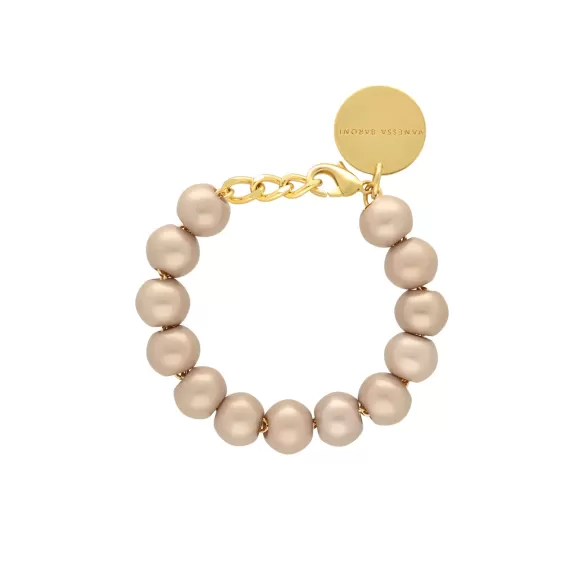 Vanessa Baroni Armband Mini Beads, Champagner Pearl, Vergoldet