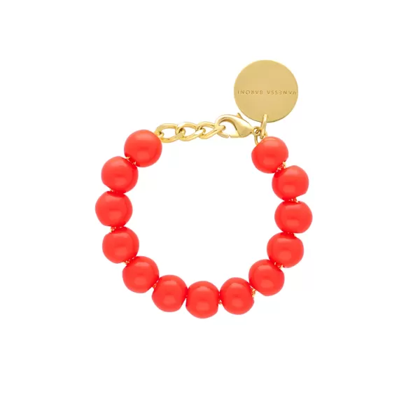 Vanessa Baroni Armband Mini Beads, Neon Coral, Vergoldet