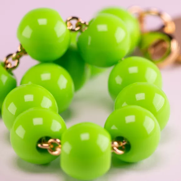 Vanessa Baroni Armband Mini Beads, Neon Green, Vergoldet