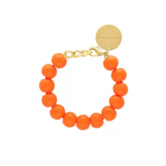 Vanessa Baroni Armband Mini Beads, Neon Orange, Vergoldet