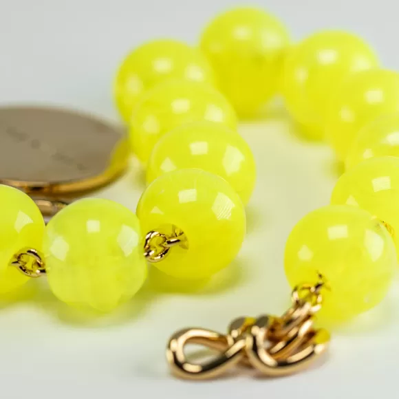 Vanessa Baroni Armband Mini Beads, Neon Yellow Marble, Vergoldet