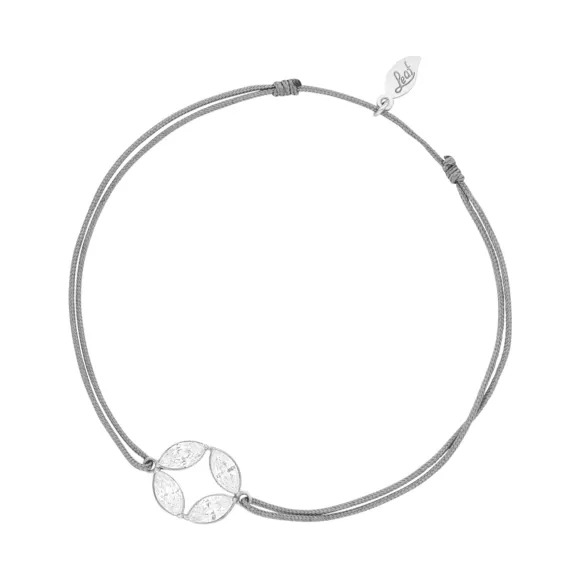 Leaf Armband Round Flower, Grau, Silber