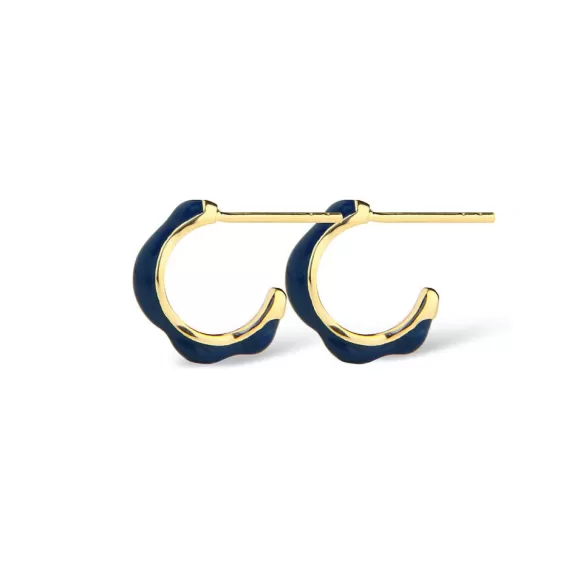 Jeberg Jewellery Creolen Balance Enamel Blue Hoops, Vergoldet