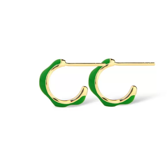 Jeberg Jewellery Creolen Balance Enamel Green Hoops, Vergoldet