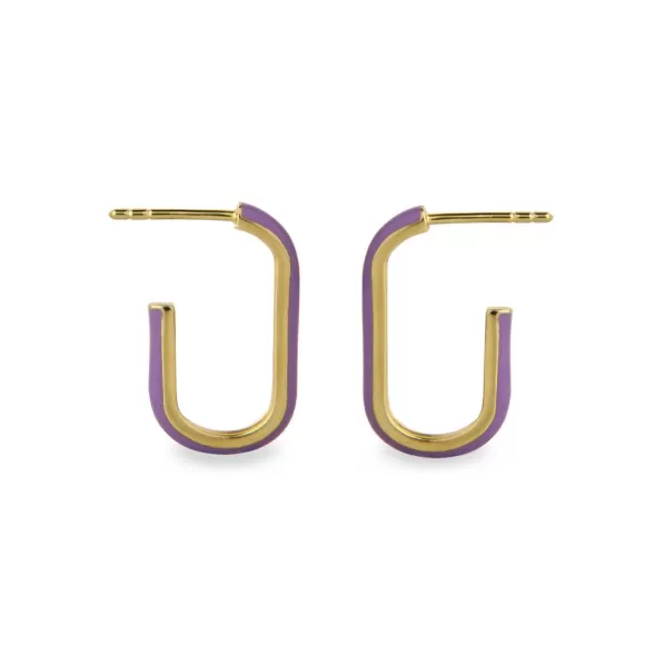 Jeberg Jewellery Creolen Oval Enamel Violet Hoops, Vergoldet