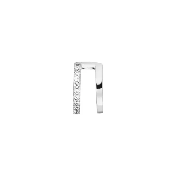 Leaf Earcuff Double Line Zirkonia, Silber