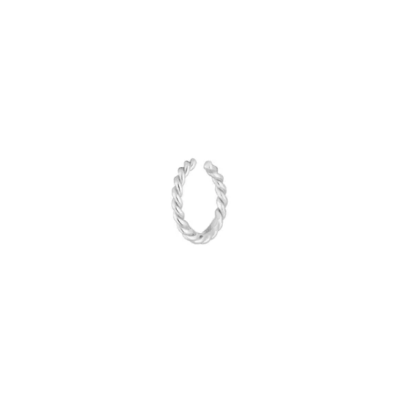 Leaf Earcuff Rope, Silber