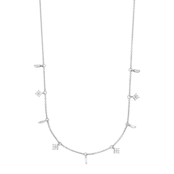 Leaf Kette Choker Crystal, Silber