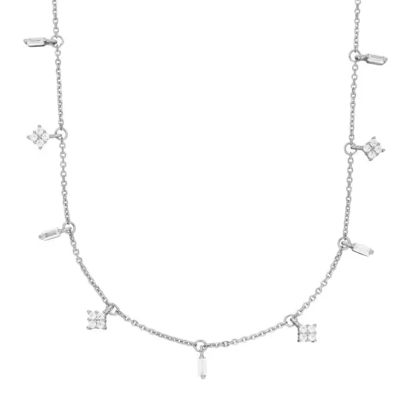 Leaf Kette Choker Crystal, Silber