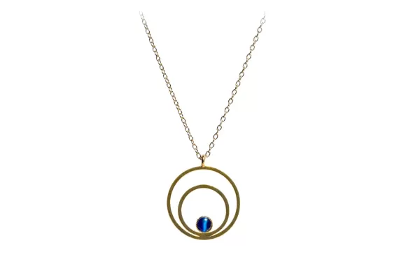 Raspe Kette Circle Klein, Blau, Vergoldet