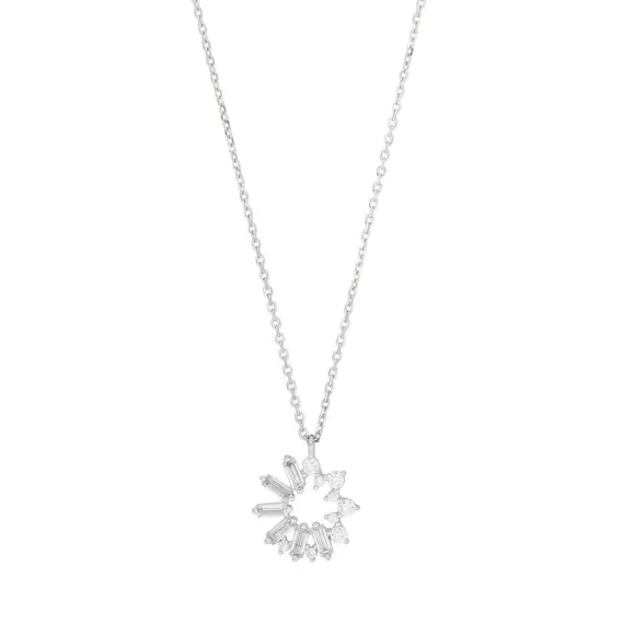 Leaf Kette Cube Flower Mit Zirkonia, Silber