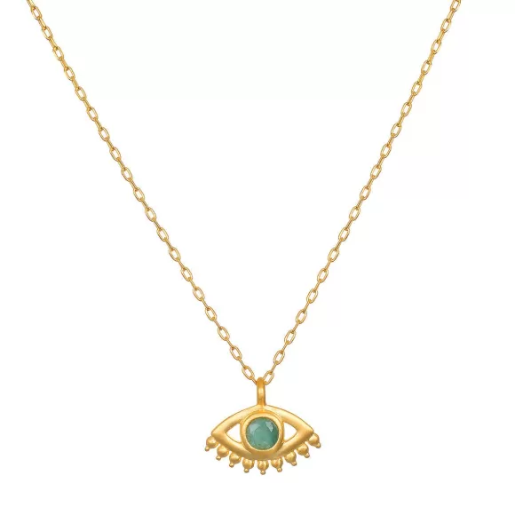 Satya Jewelry Kette Elevated Consciousness Evil Eye Emerald, Vergoldet