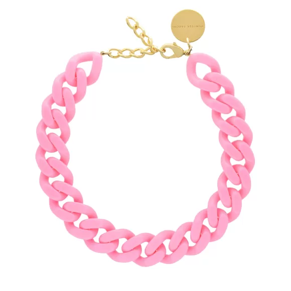 Vanessa Baroni Kette Flat Chain, Bubble Gum, Vergoldet