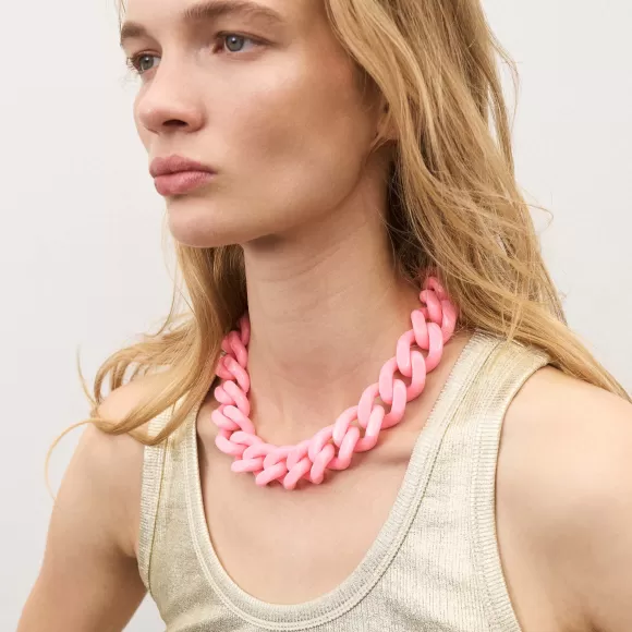 Vanessa Baroni Kette Flat Chain, Bubble Gum, Vergoldet