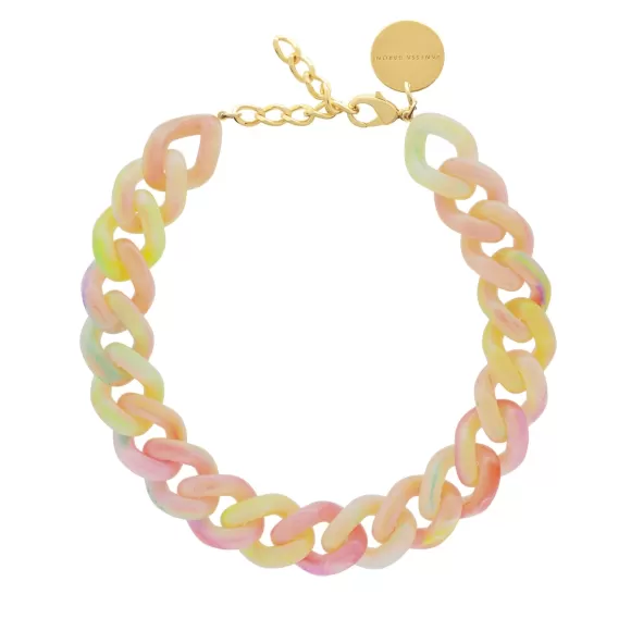 Vanessa Baroni Kette Flat Chain, Neon Rainbow, Vergoldet