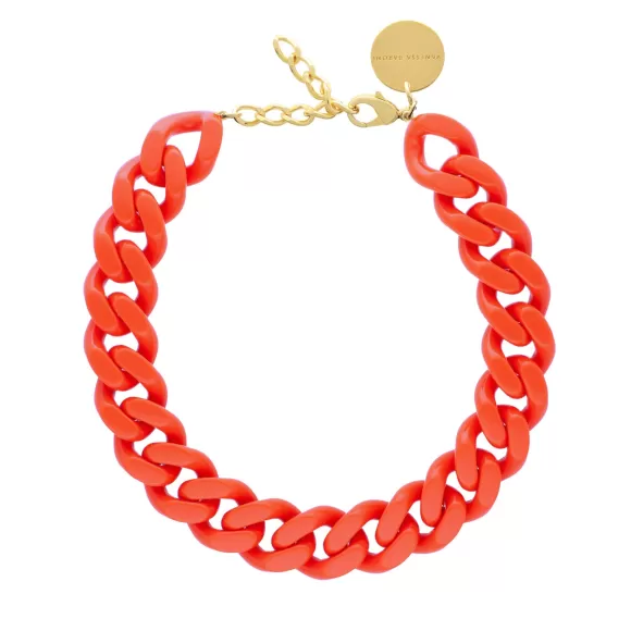 Vanessa Baroni Kette Flat Chain, Orange, Vergoldet