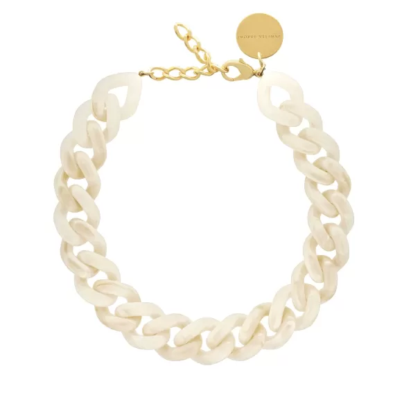 Vanessa Baroni Kette Flat Chain, Pearl Marble, Vergoldet