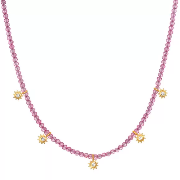 Satya Jewelry Kette Glimmer Of Love Pink Topaz Choker, Vergoldet