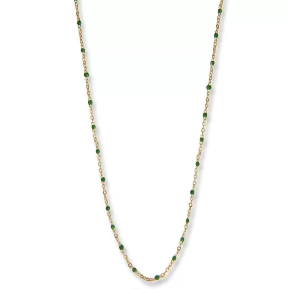 Jeberg Jewellery Kette Ivy Beaded Green, Vergoldet