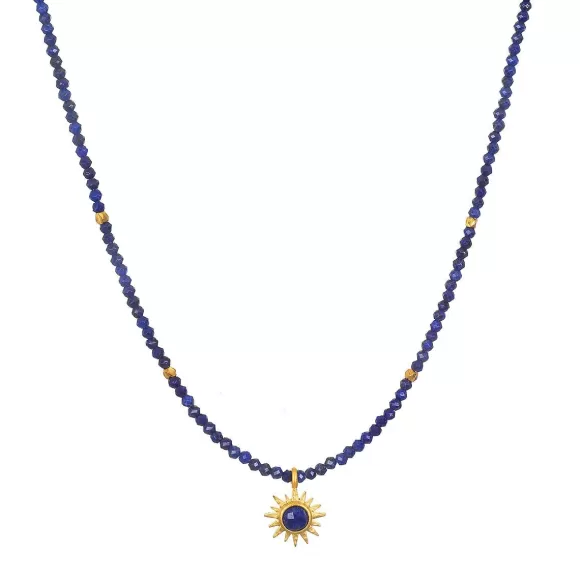 Satya Jewelry Kette Light Seeker Lapis Starburst Choker, Vergoldet