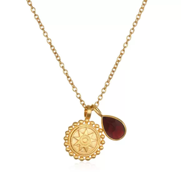 Satya Jewelry Kette Mandala Birthstone Januar, Vergoldet