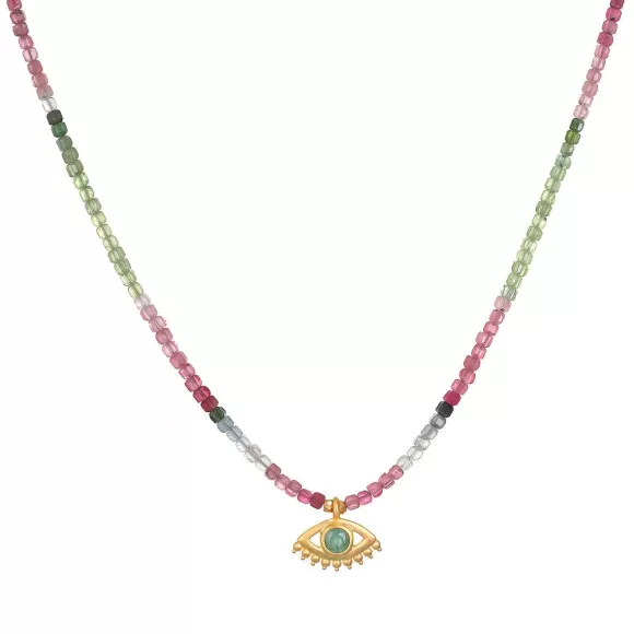 Satya Jewelry Kette Peaceful Vision Evil Eye Tourmaline Choker, Vergoldet