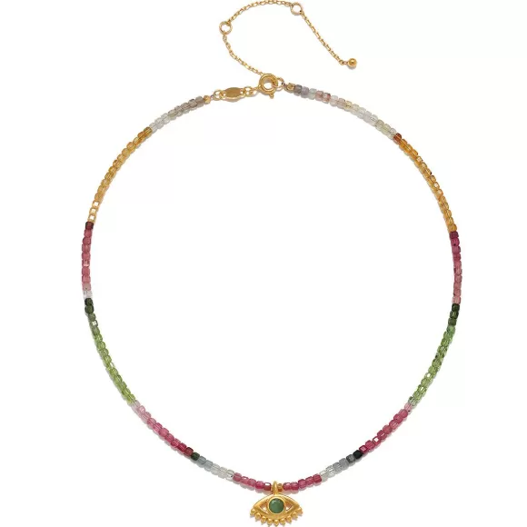 Satya Jewelry Kette Peaceful Vision Evil Eye Tourmaline Choker, Vergoldet