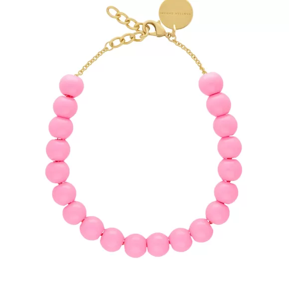 Vanessa Baroni Kette Small Beads Short, Bubble Gum, Vergoldet