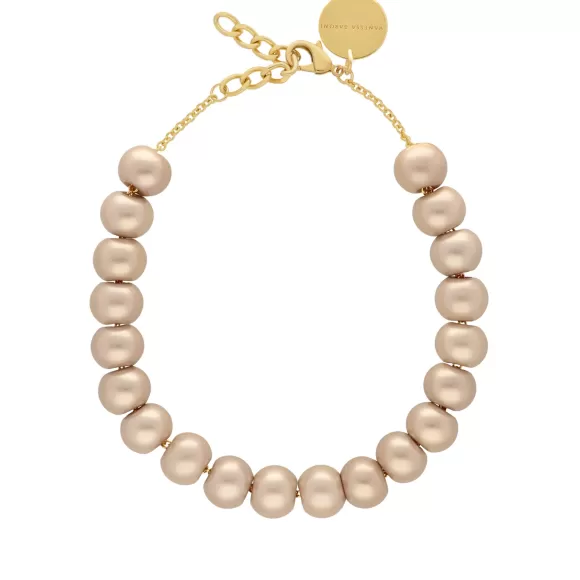 Vanessa Baroni Kette Small Beads Short, Champagner Pearl, Vergoldet